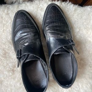 Dr. Martens Black Croc-Embossed Loafers